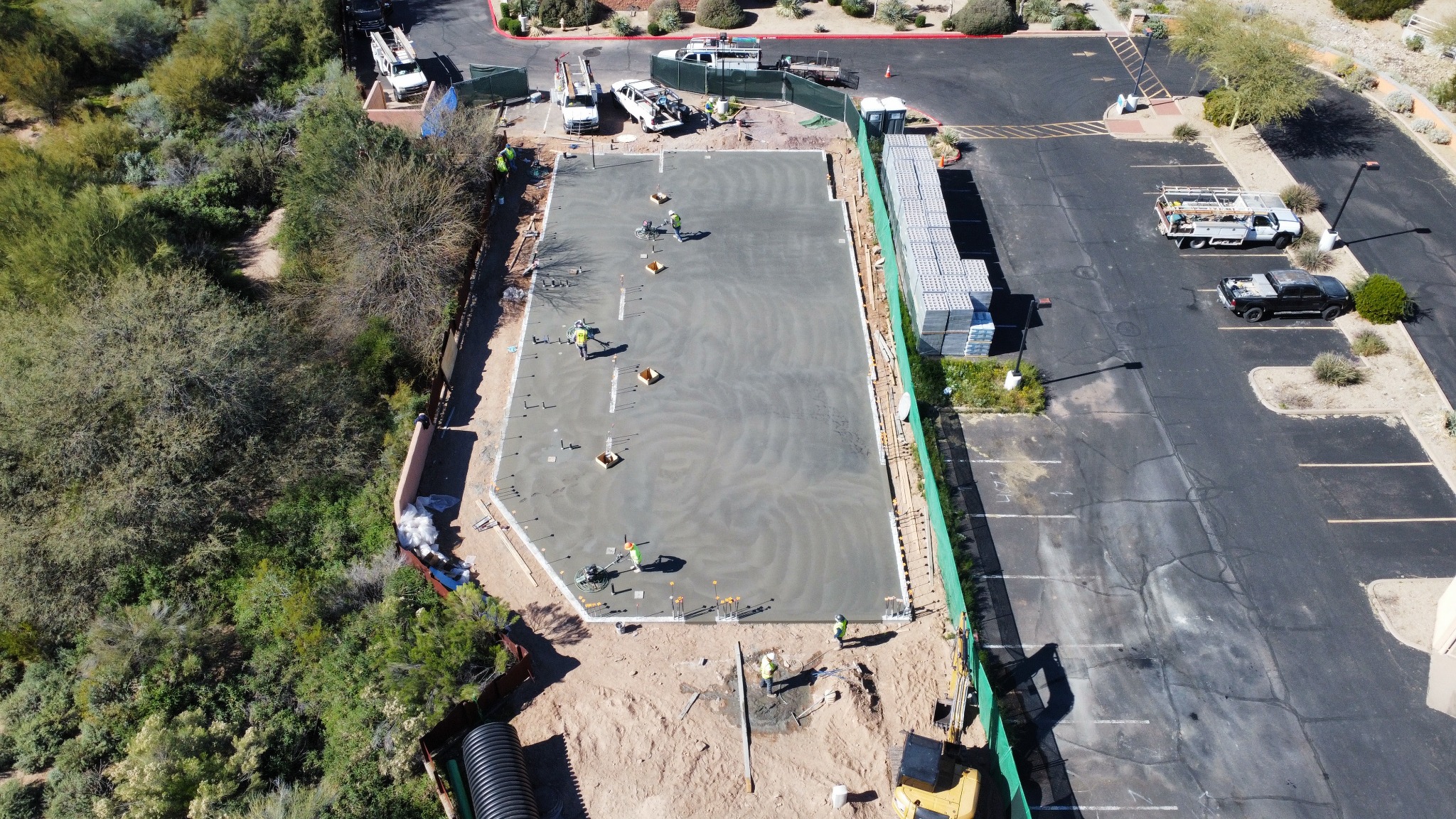 Large commercial concrete slab viewed from above